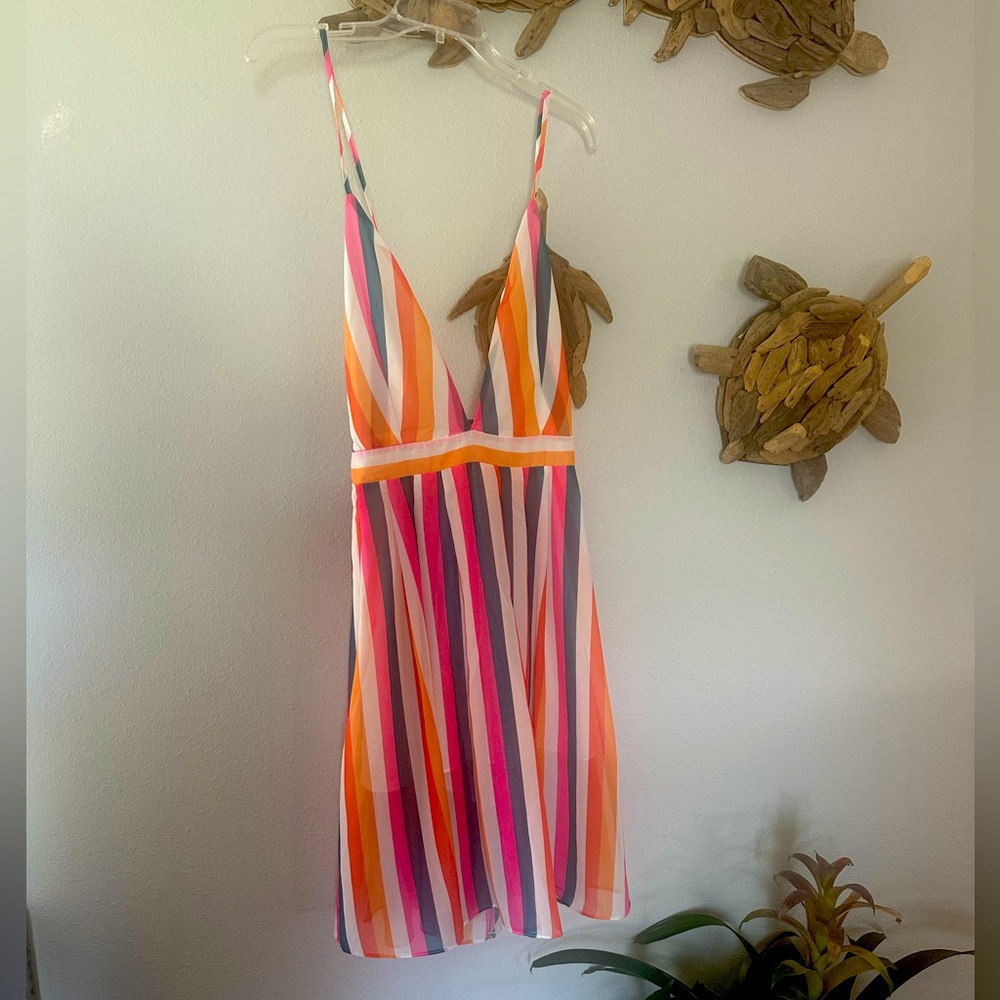 Colorful Deep V Striped Sundress